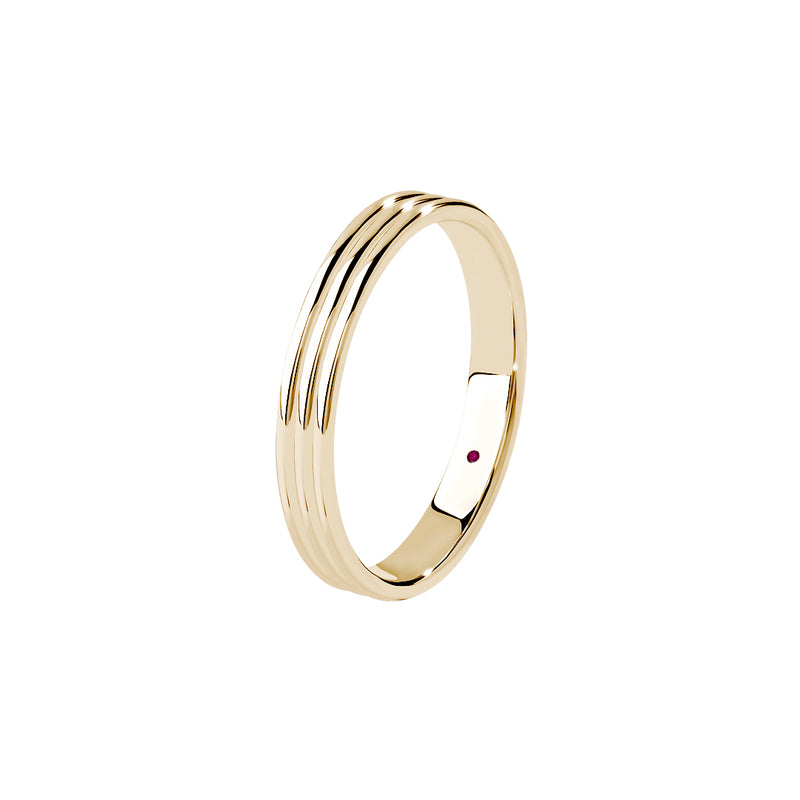 Men's 3.70mm Lined Wedding Band in Real Gold
