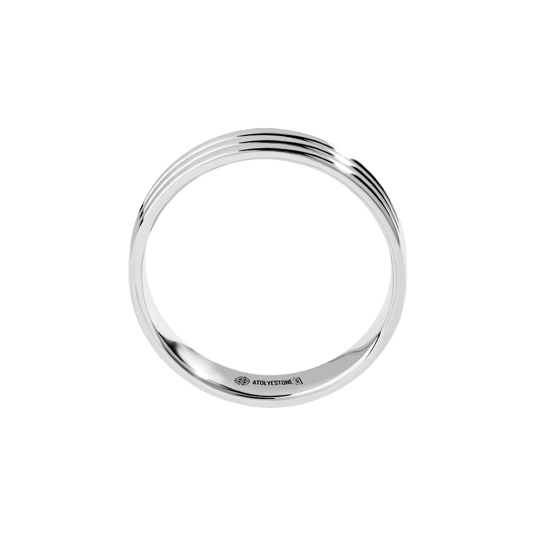 Men's 925 Sterling Silver Lined Wedding Band