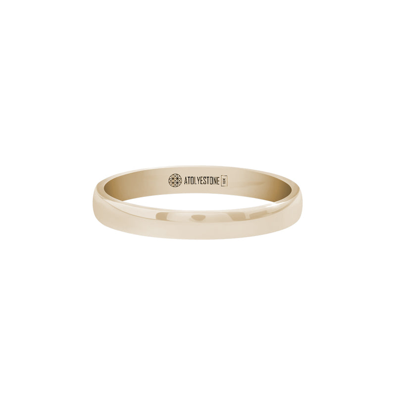 Men's Solid Yellow Gold Low Dome Wedding Band Ring - 3mm