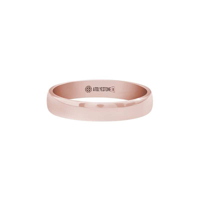 Men's Solid Rose Gold Low Dome Wedding Band Ring - 4mm