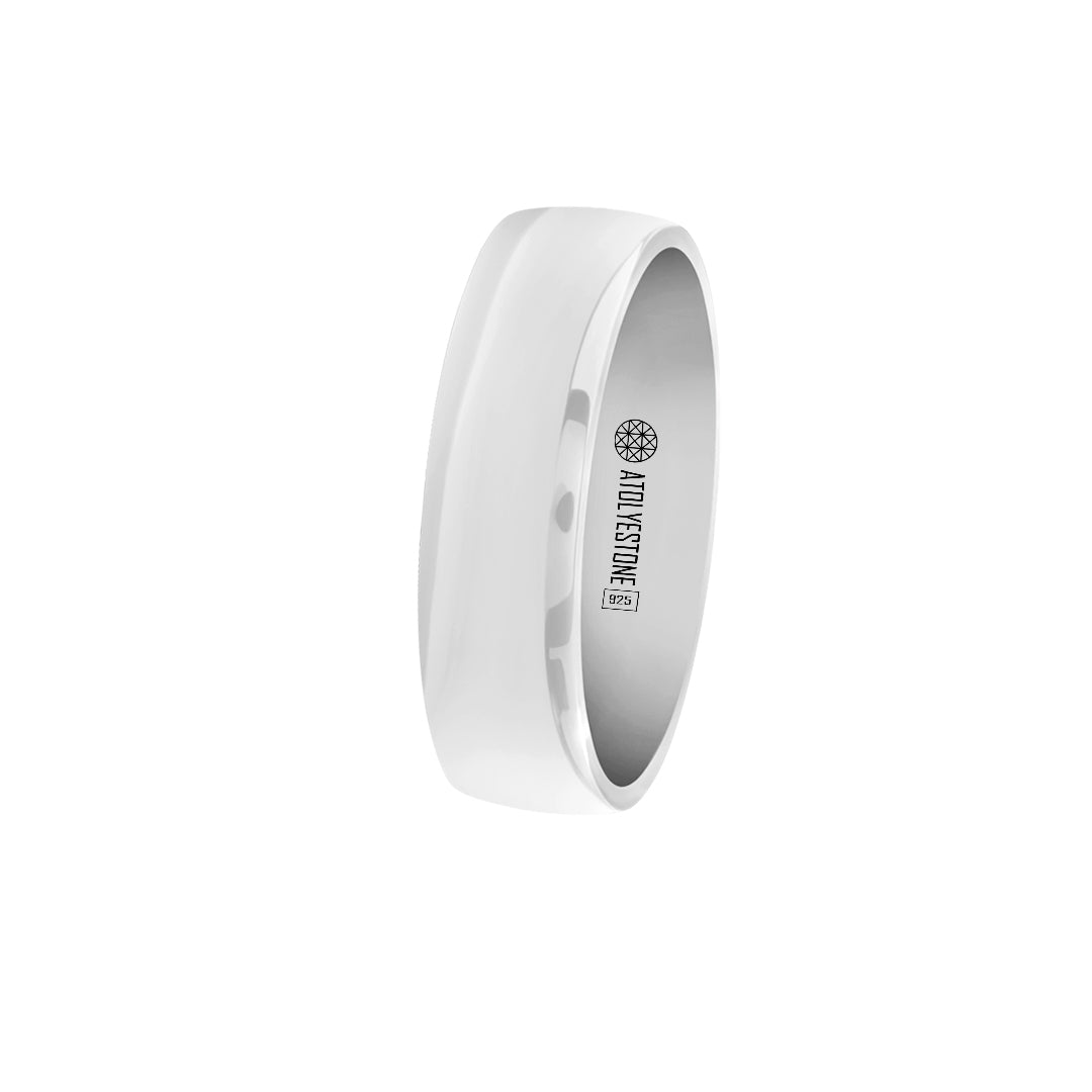 Sterling Silver Domed Light Comfort Fit Band Ring
