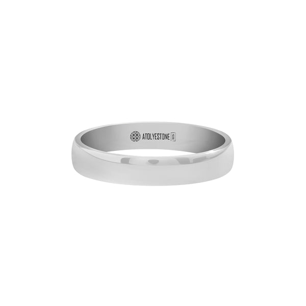 Men's 925 Sterling Silver Low Dome Band Ring - 4mm