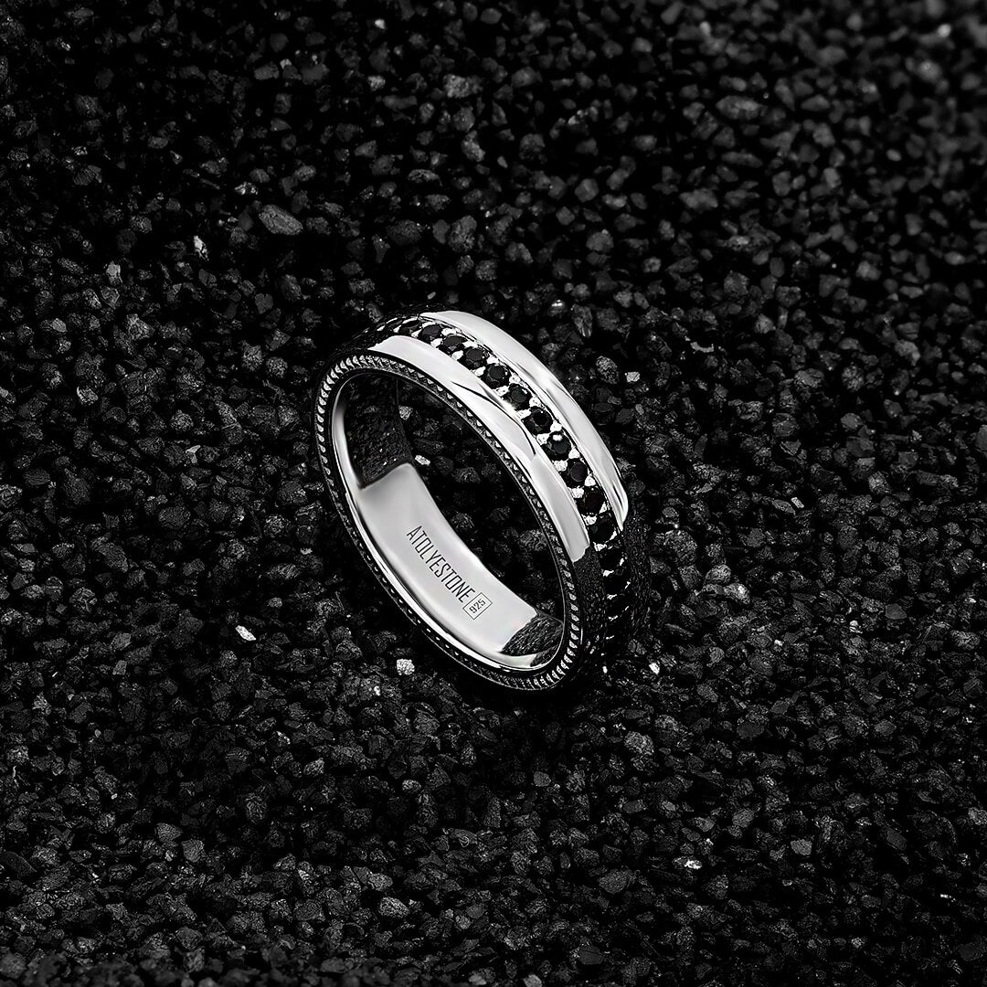 Men's Paved Band Ring in 925 Sterling Silver