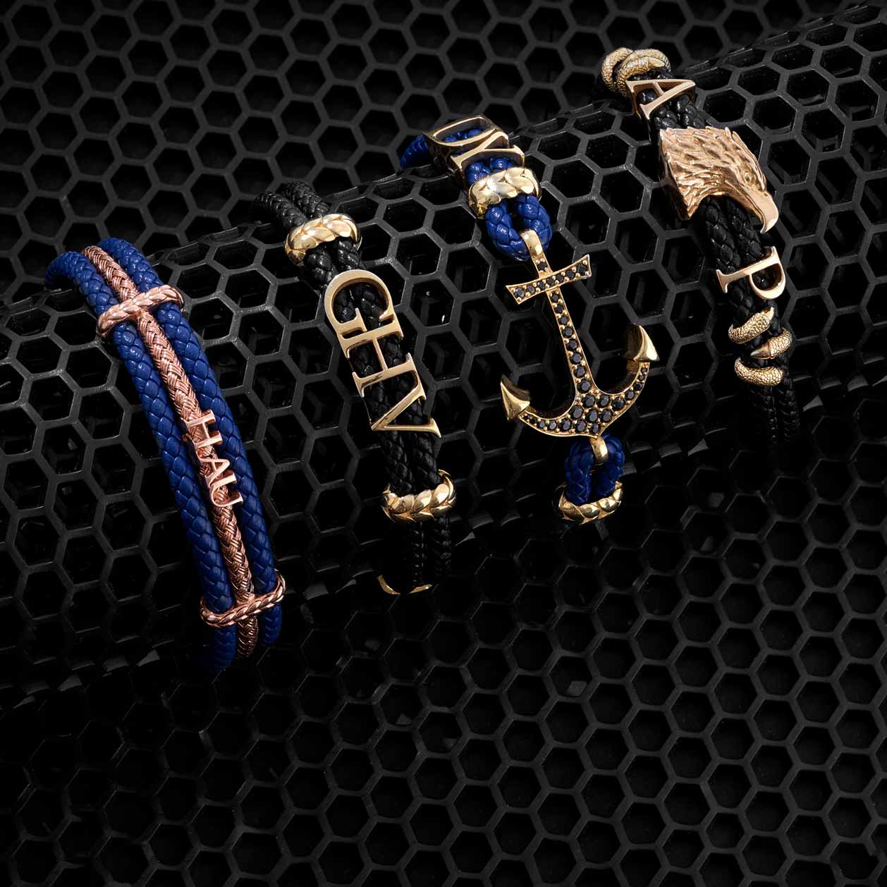 Atolyestone Men's Solid Gold and Silver Personalized Bracelets