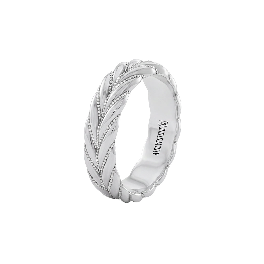 Solid Silver Milgrain Braided Band
