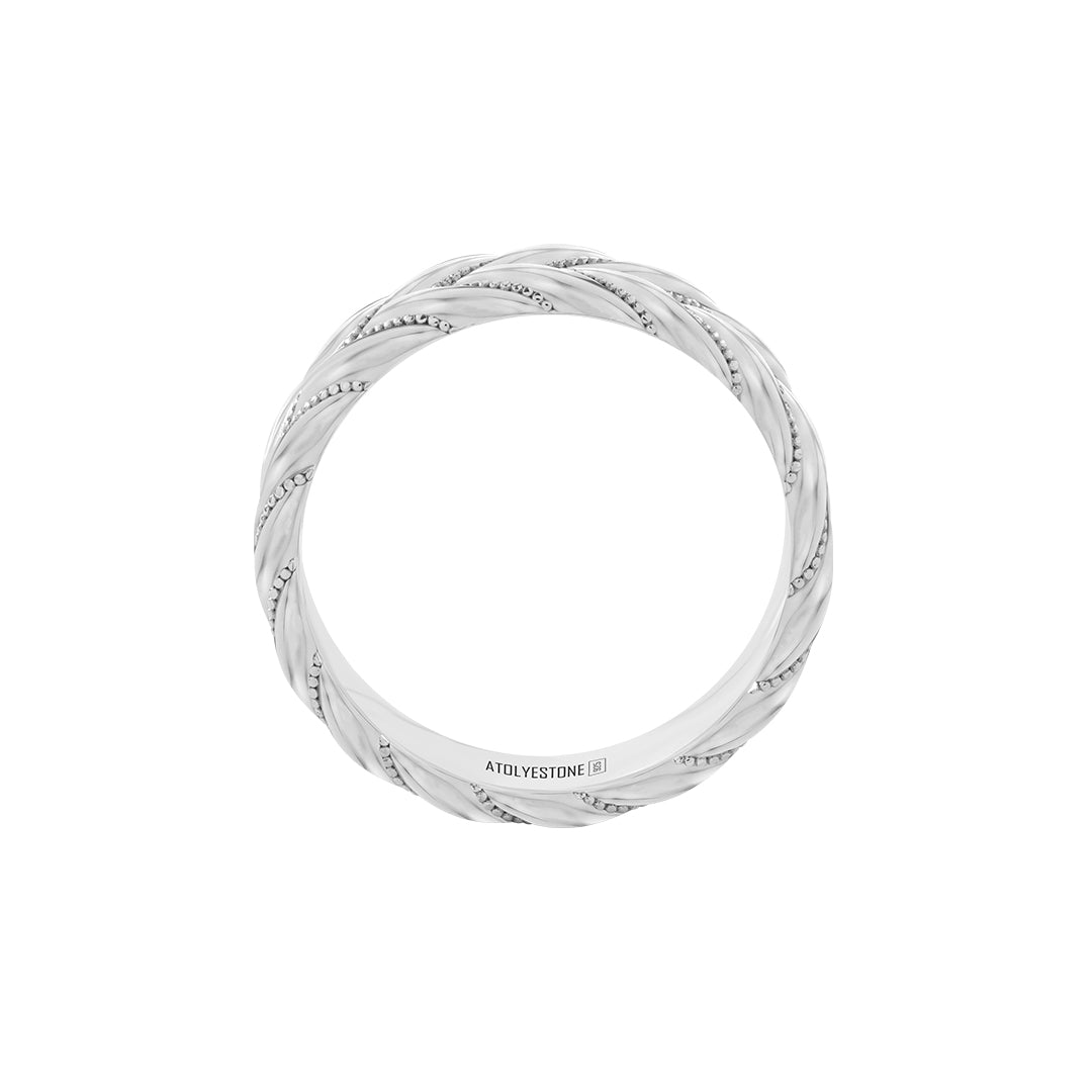 Milgrain Etched Braided Band in Silver