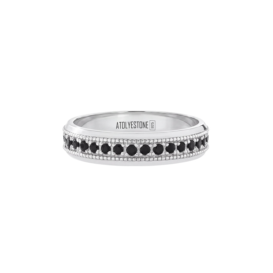 Milgrain Pave Band Ring in 925 Sterling Silver - Pave Cubic Zirconia