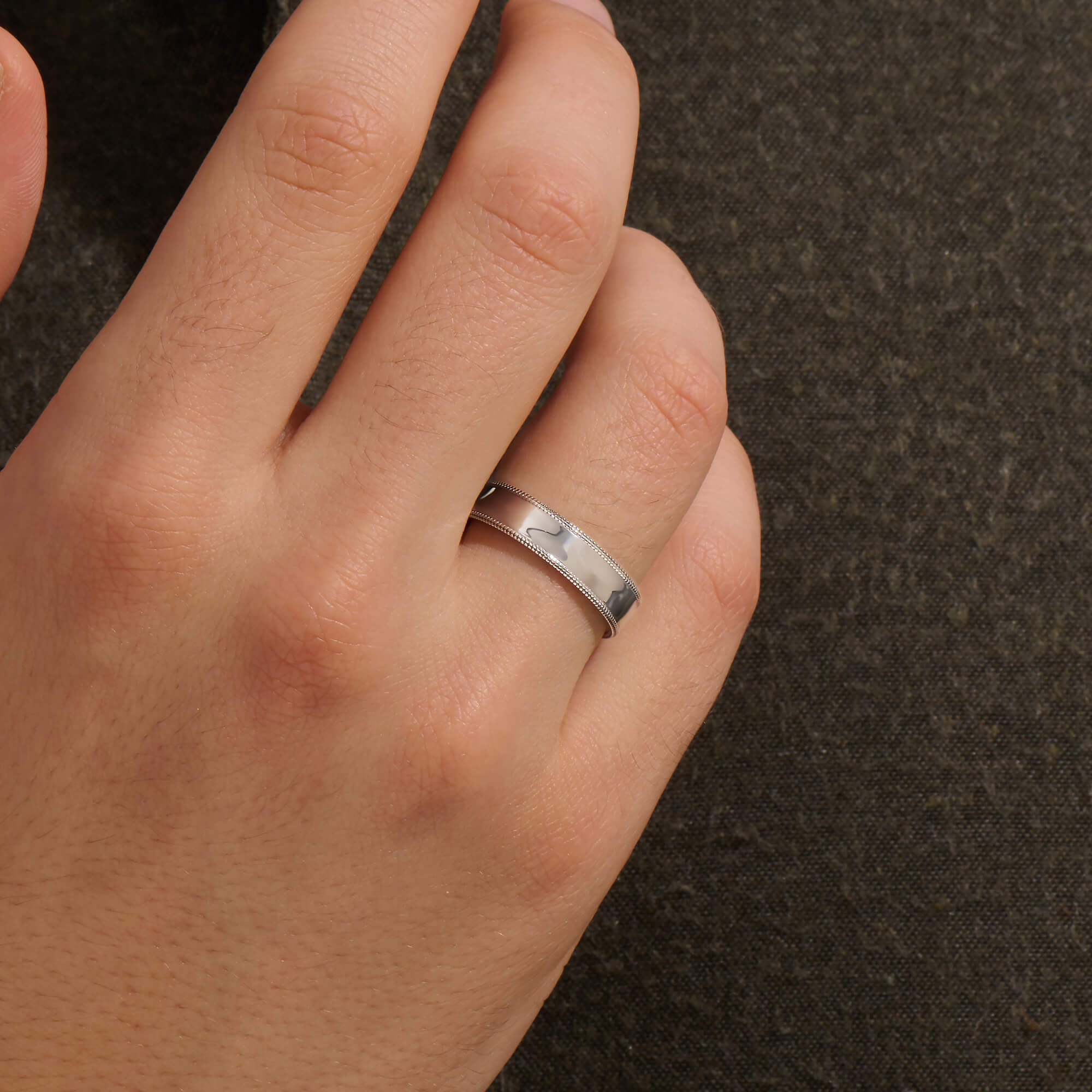 925 Sterling Silver Milgrain Wedding Band for Men