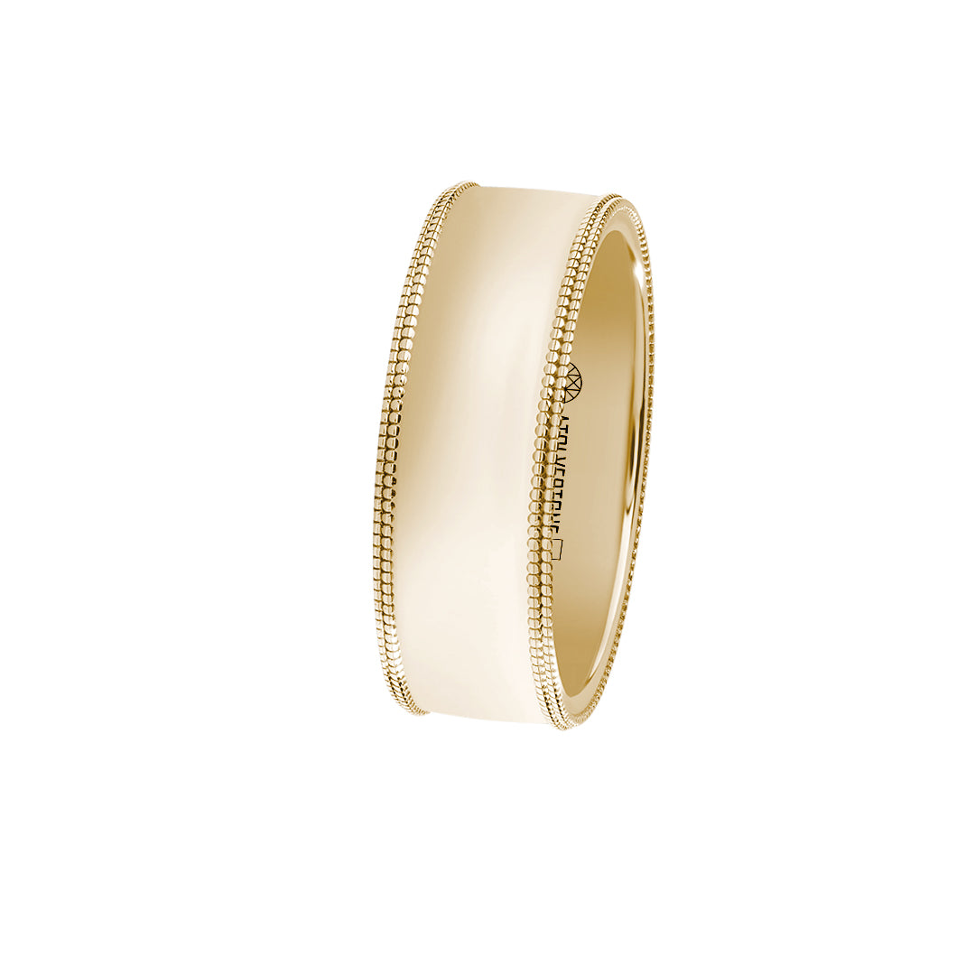 Men's Real Gold Milgrain Band Ring