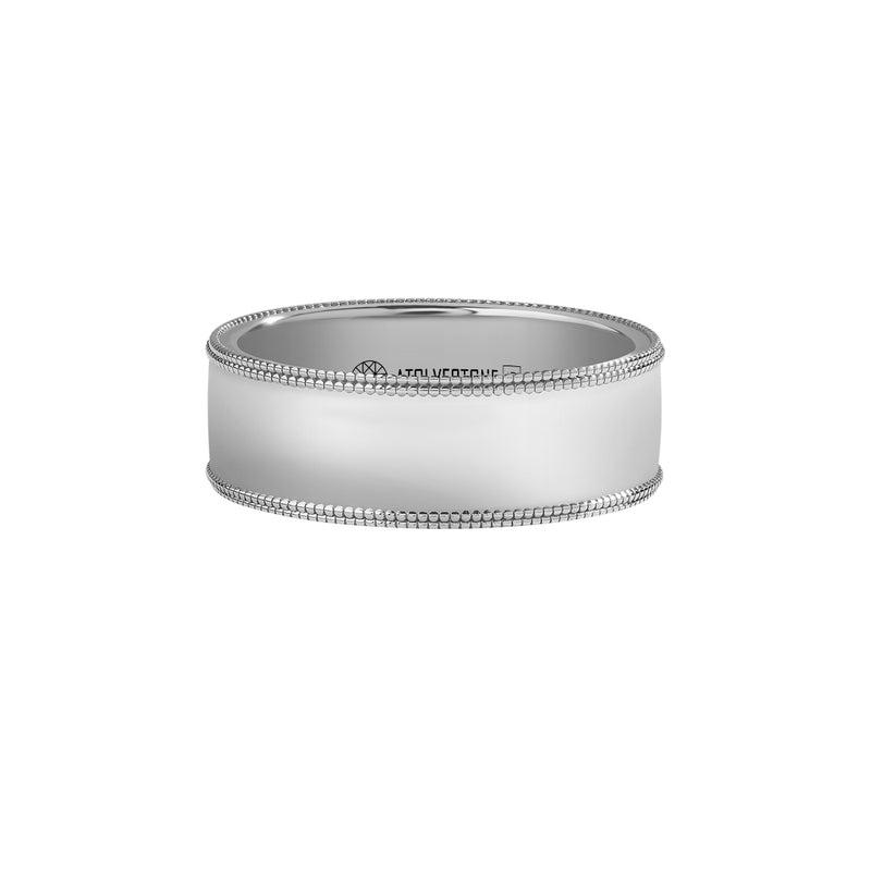 Men's 925 Sterling Silver Milgrain Band Ring - 7mm