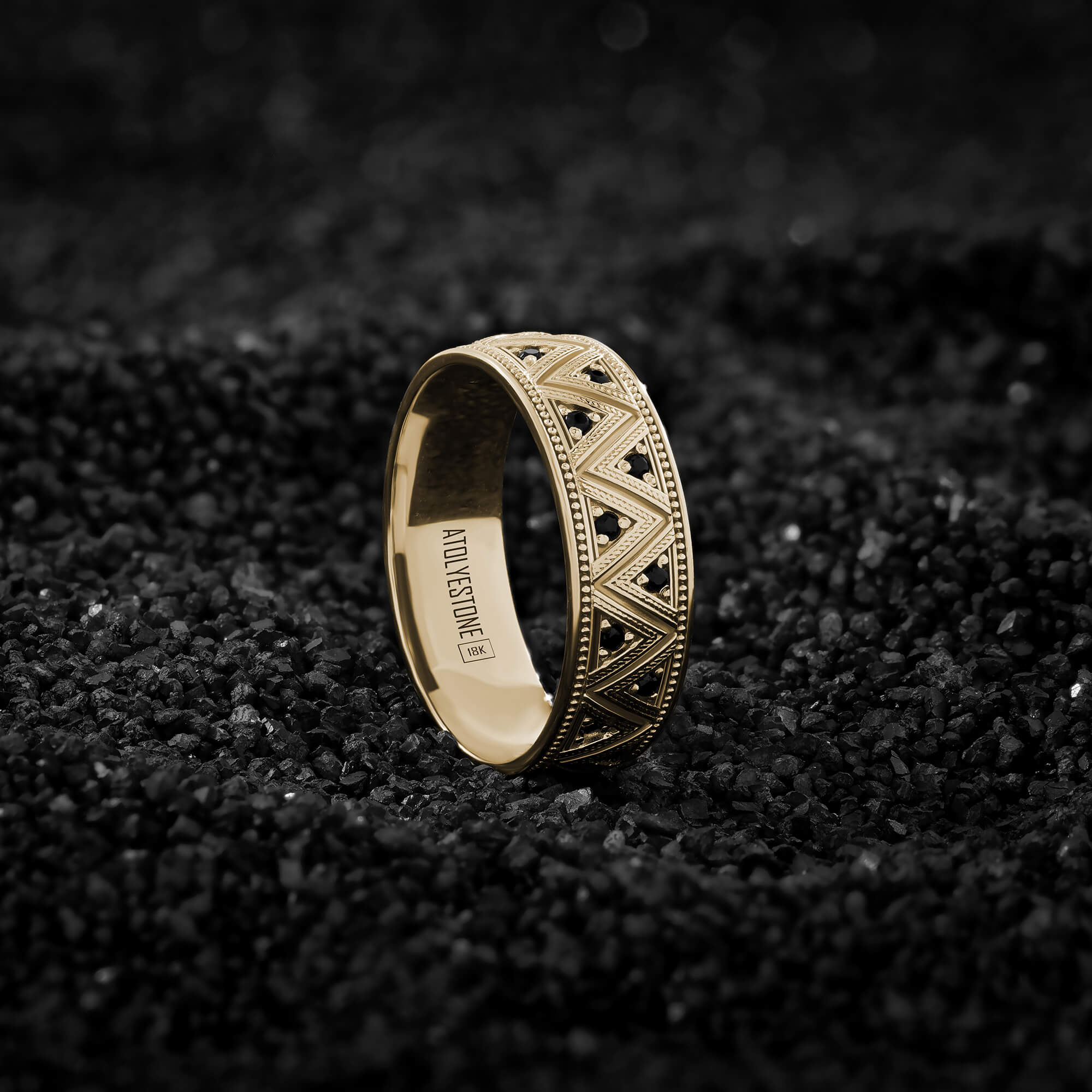 Paved Milgrain Zigzag Ring in Real Gold