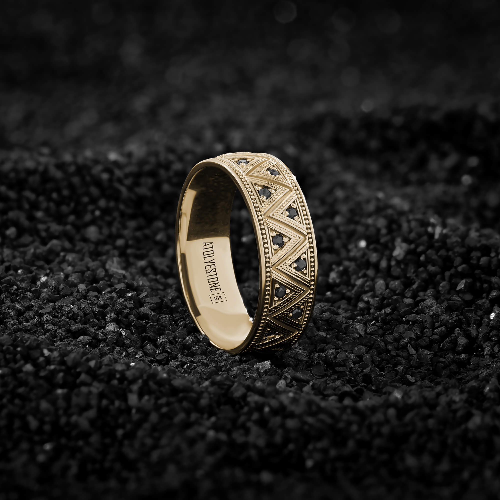 Paved Milgrain Zigzag Ring in Real Gold