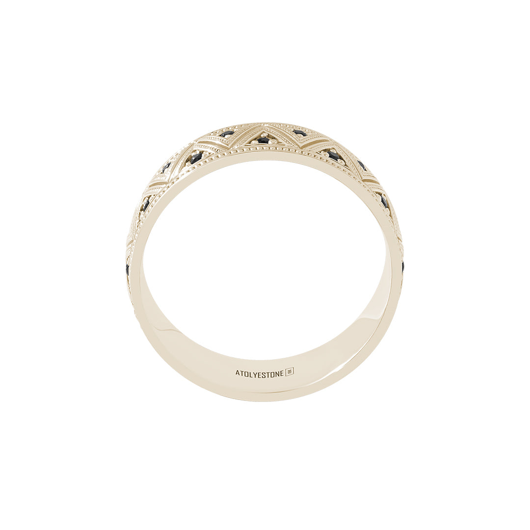 Milgrain Zigzag Band Ring in Gold