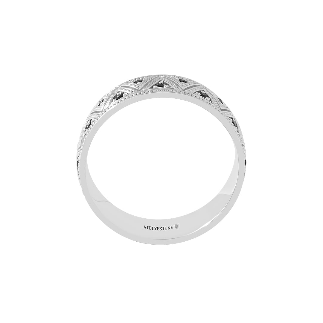 Silver Milgrain Zigzag Band Ring