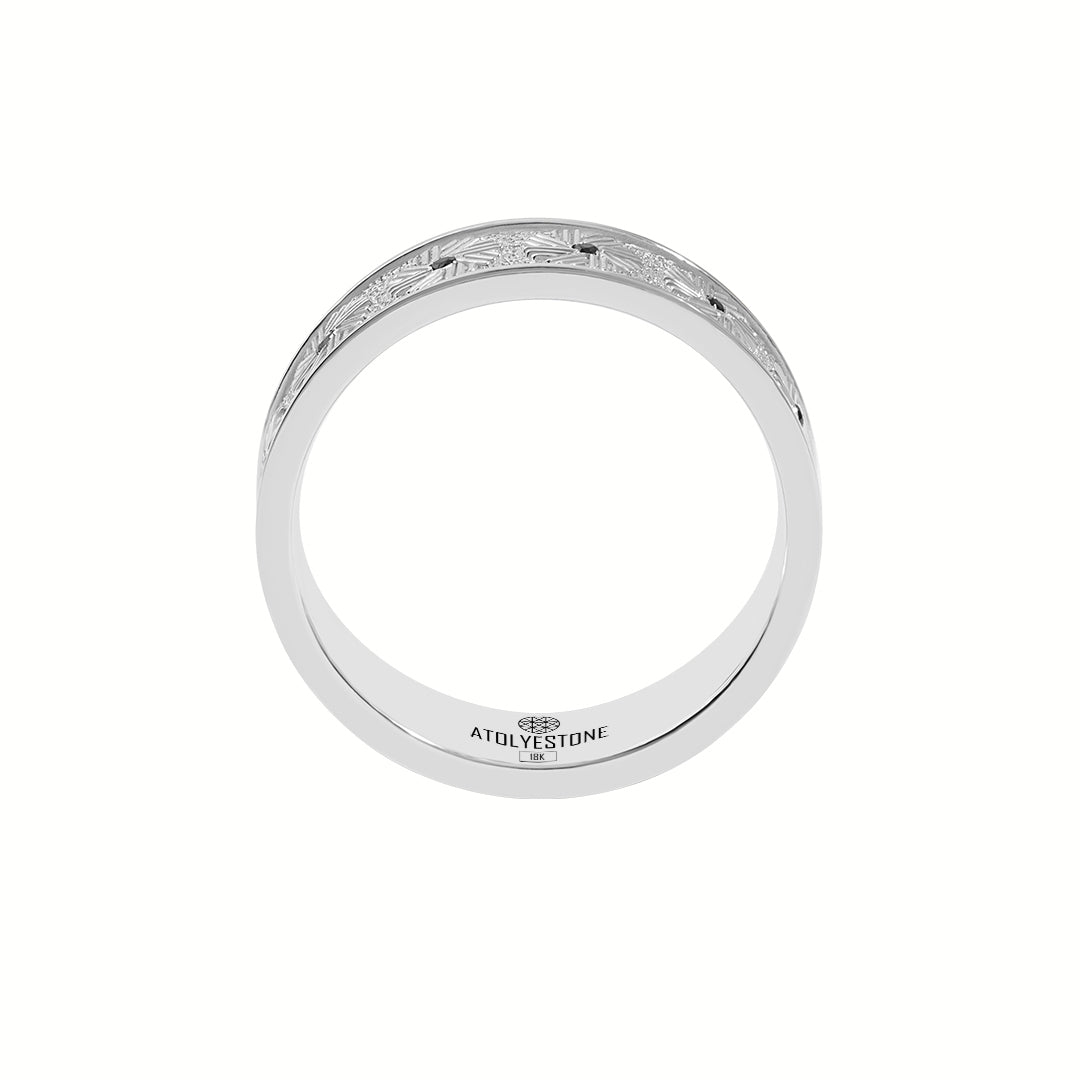 Real White Gold Pave Millstone Band Ring for Men