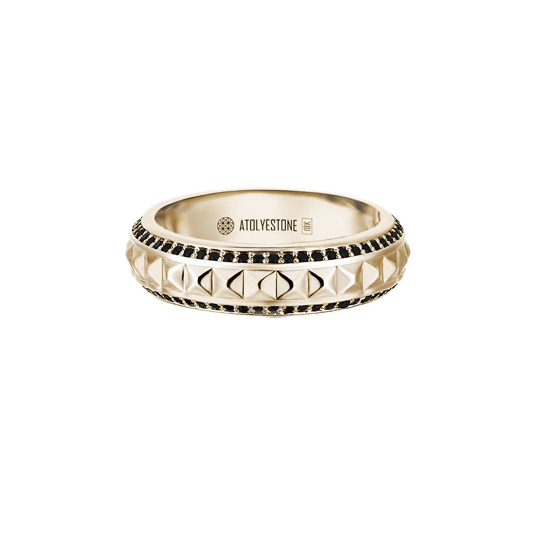 Minimal Pyramid Pave Ring in Solid Gold with Cubic Zirconia