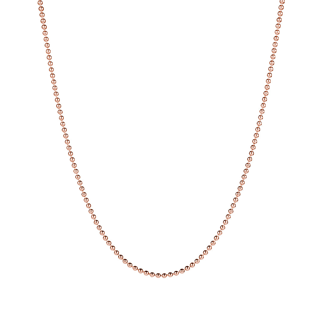 14K Solid Rose Gold Minimalist Ball Chain Necklace