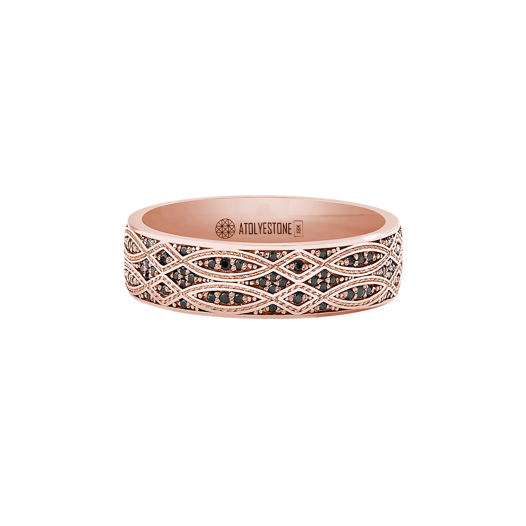 Men's 0.38ctw Black Diamond Pave Ring in Real Rose Gold