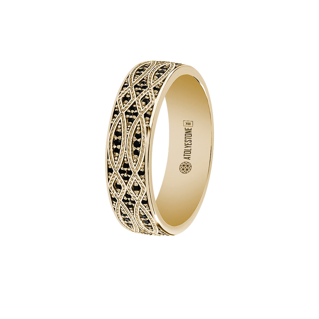 Minimalist Pave Band Ring in Solid Gold