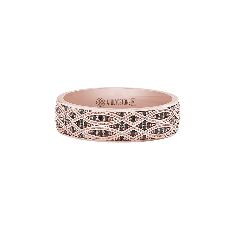 Men's Solid Rose Gold Minimalist Paved Band Ring