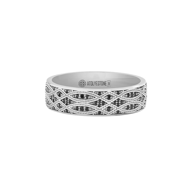 Men's Solid White Gold Minimalist Paved Band Ring