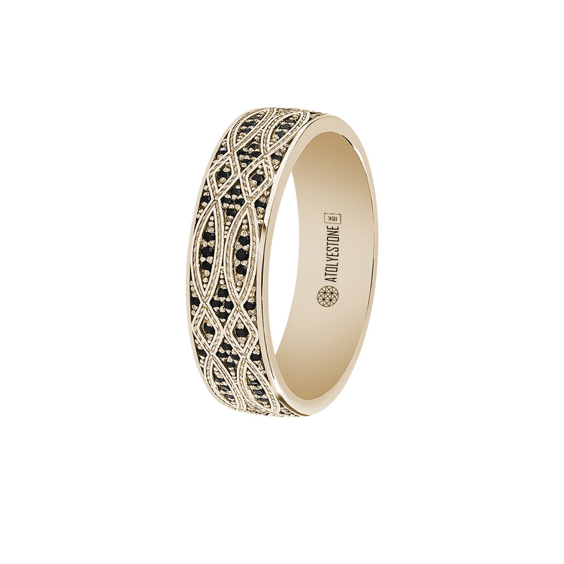 Minimalist Pave Band Ring in Solid Gold