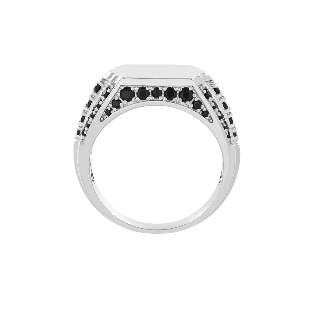 925 Silver Monarch Signet Ring Paved Cubic Zirconia
