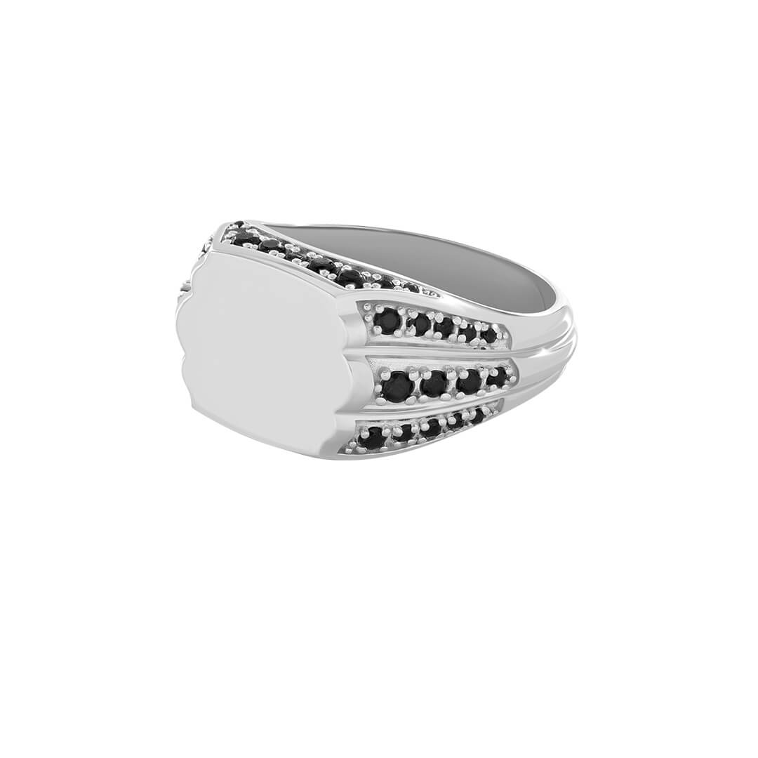 Monarch Signet Ring in 925 Sterling Silver Paved Cubic Zirconia