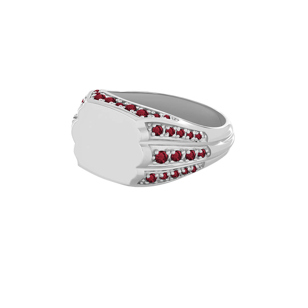 Monarch Signet Ring in 925 Sterling Silver Paved Ruby