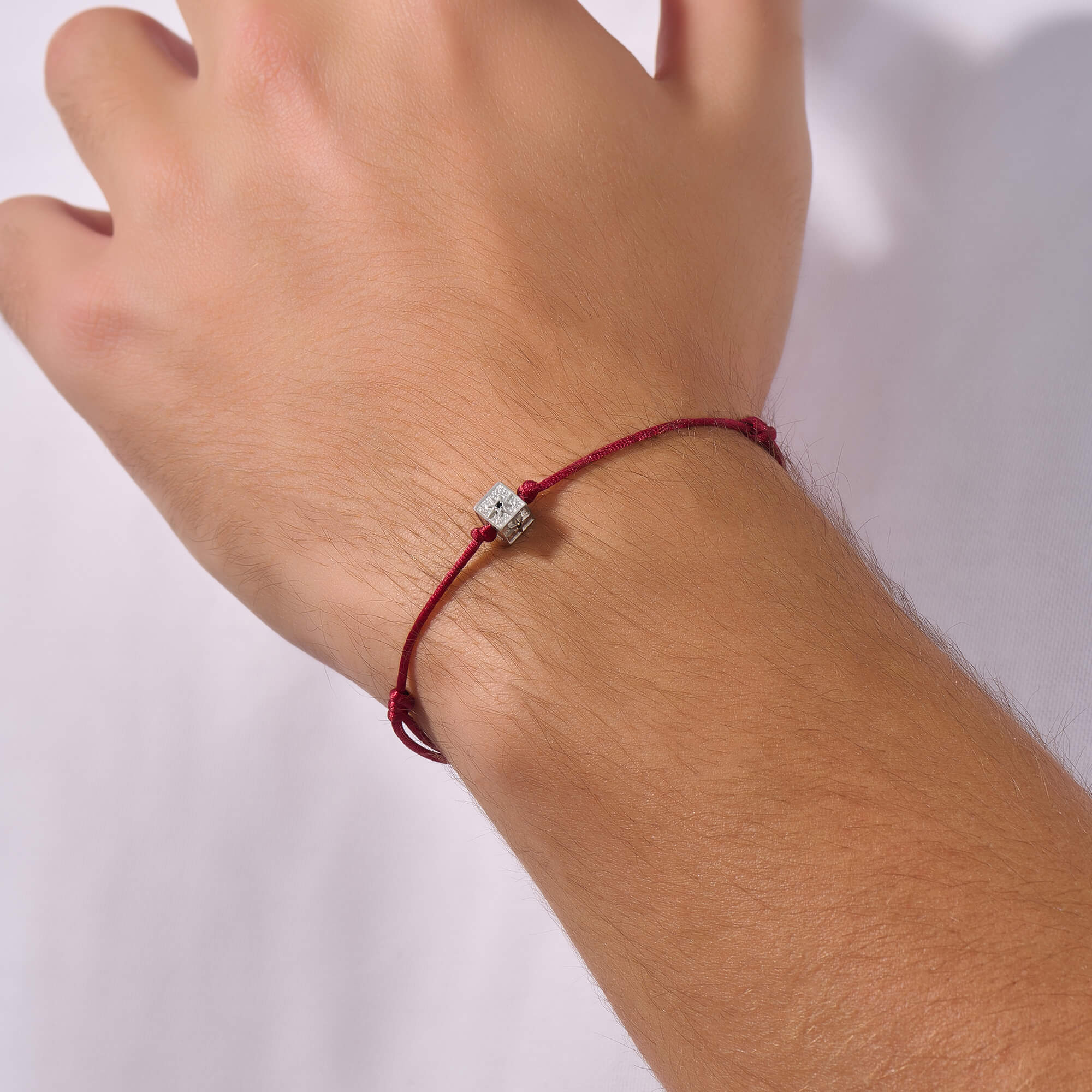 North Star Charm Macrame Bracelet in 925 Sterling Silver