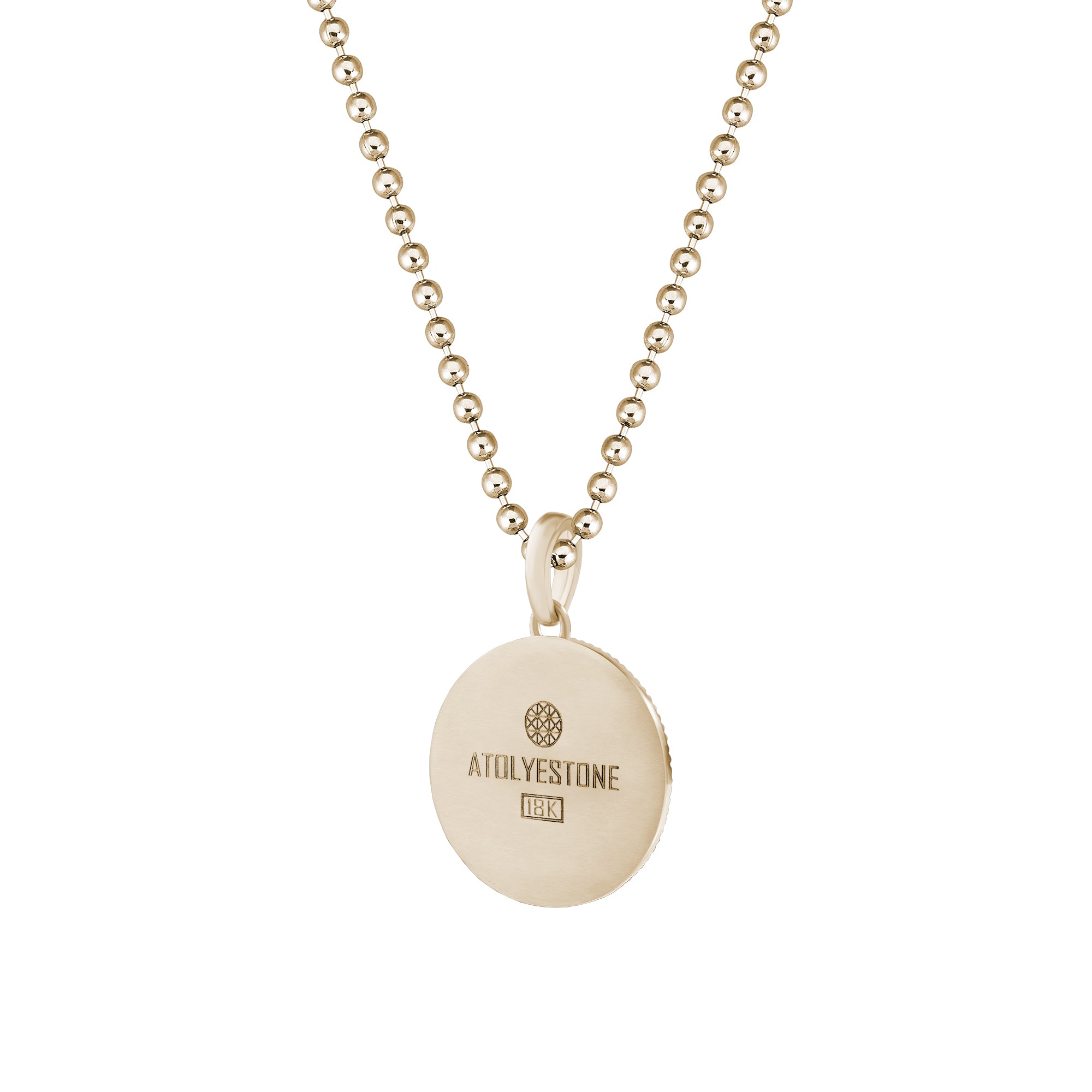 Men's Real Yellow Gold Blue Compass Necklace