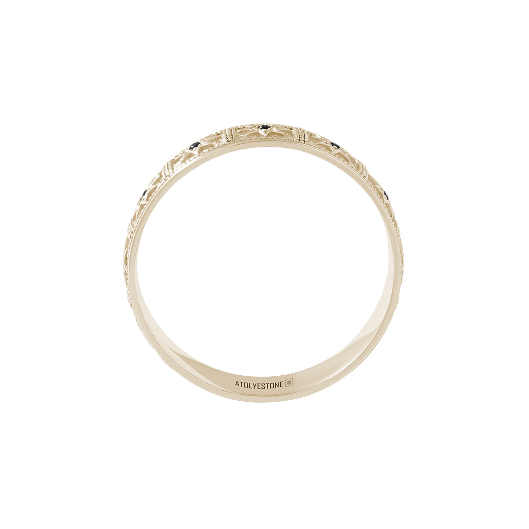 Real Gold Octagram Star Band Ring