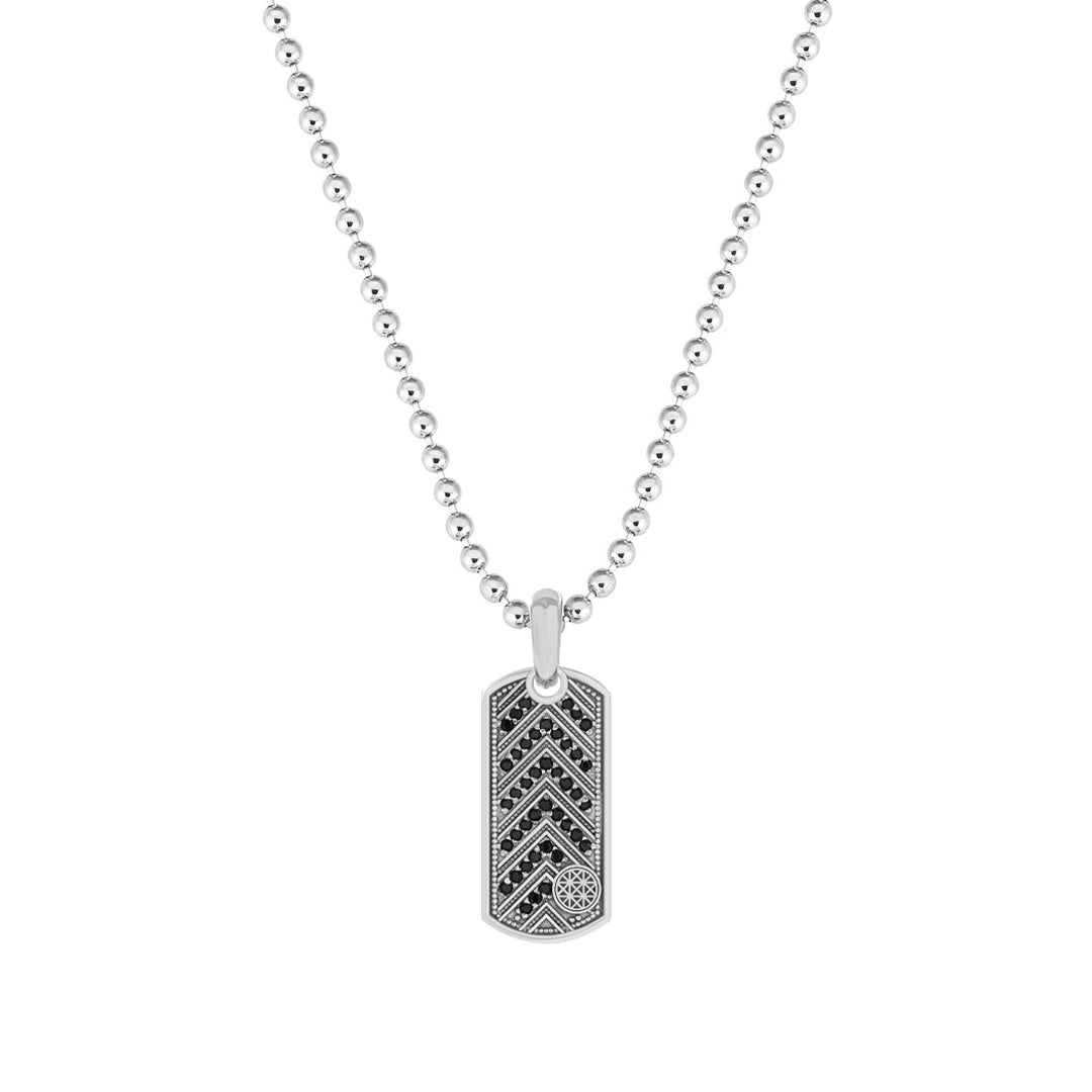 Pave Chevron Tag Pendant in 925 Solid Silver - Pave Cubic Zirconia
