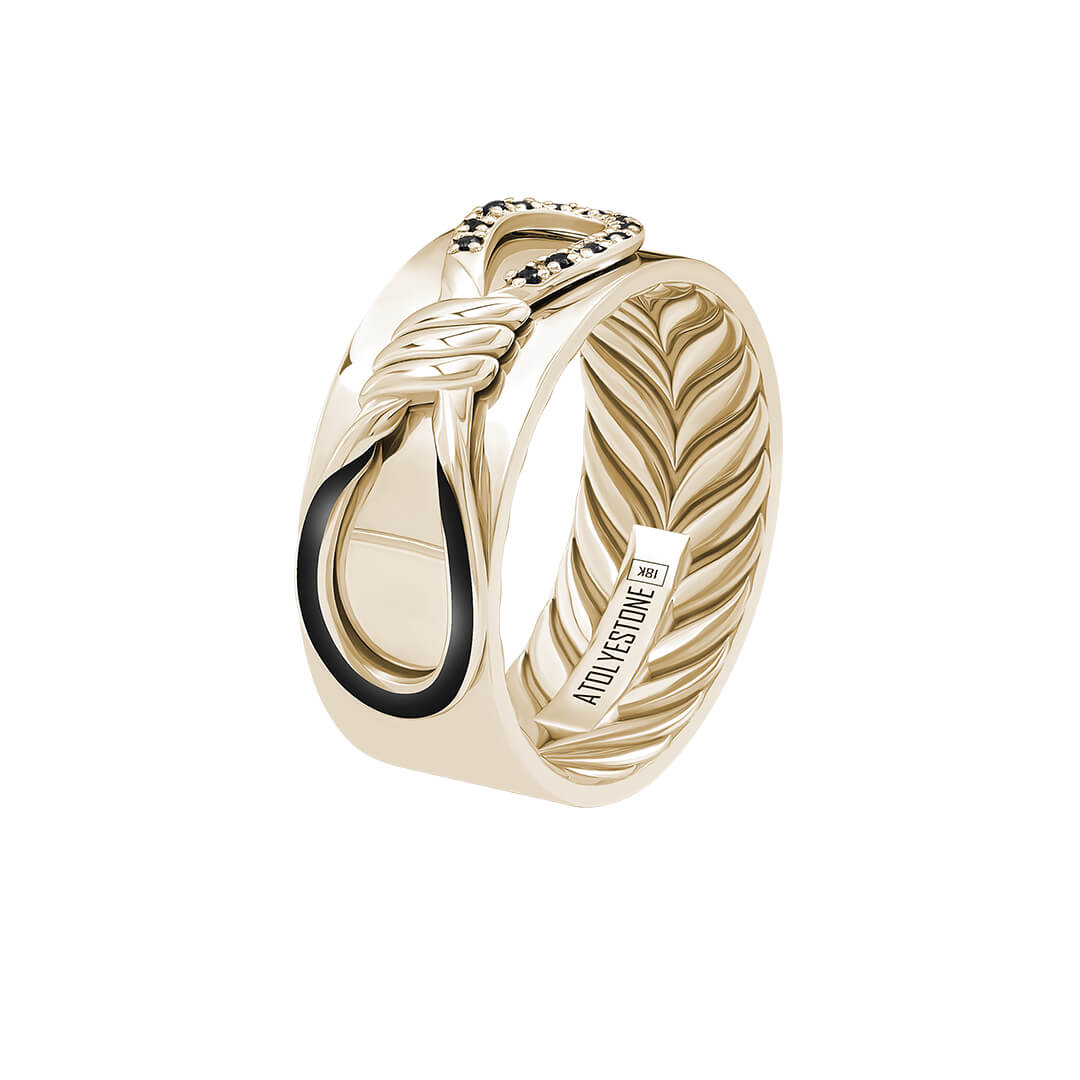 Solid Gold Pave Enamel Infinity Knot Band