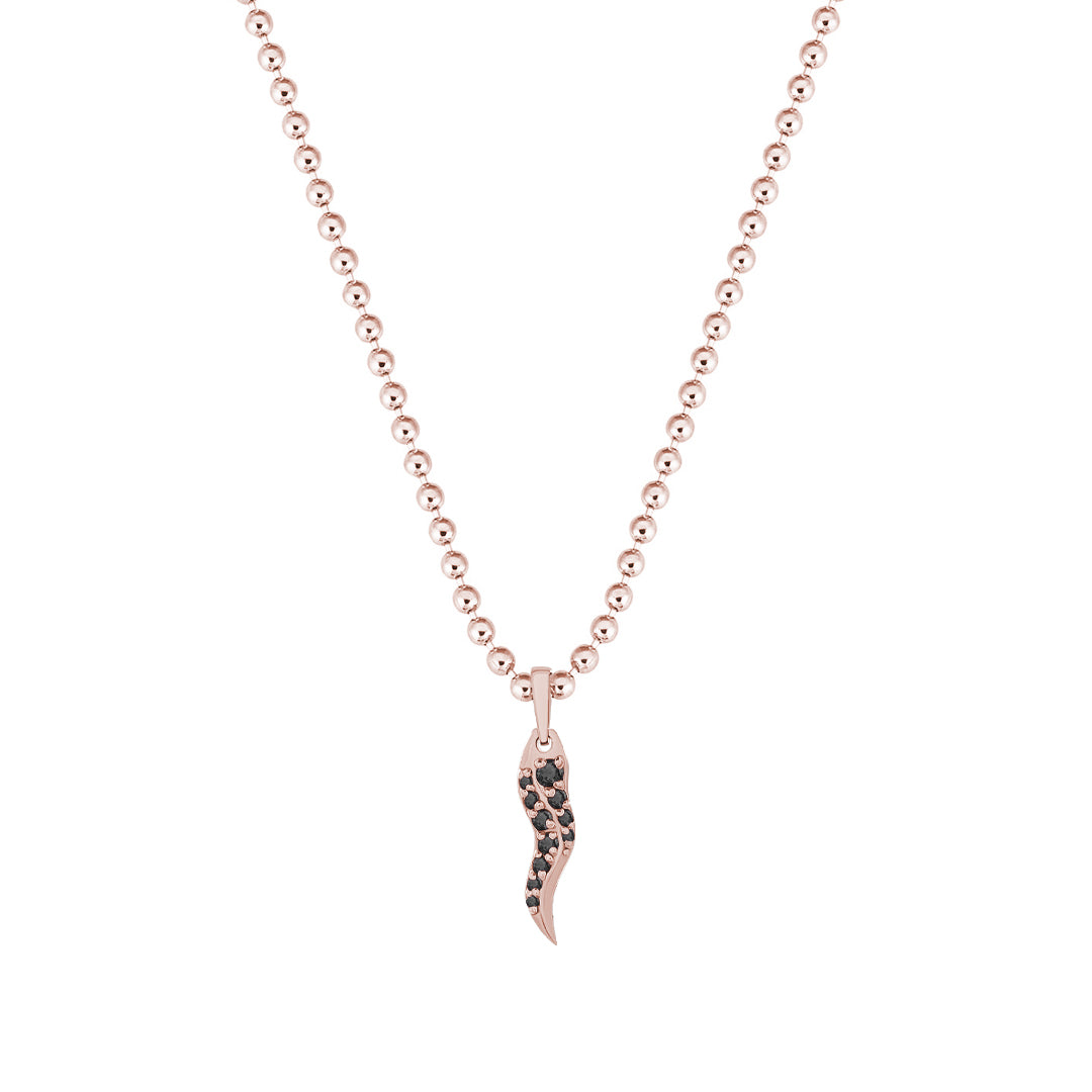 Pave Horn Pendant in Solid Rose Gold