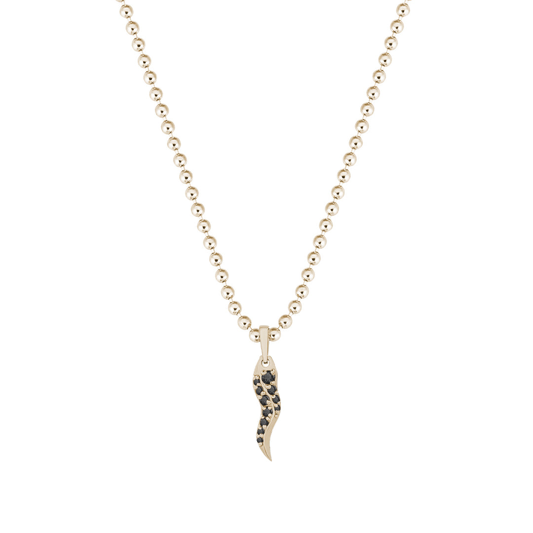 Pave Horn Pendant in Solid Yellow Gold
