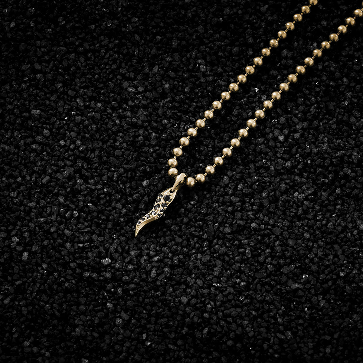 Solid Gold Pave Horn Pendant