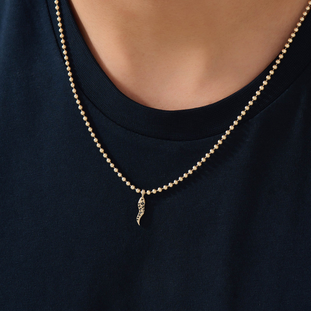 Solid Gold Pave Horn Pendant for Men