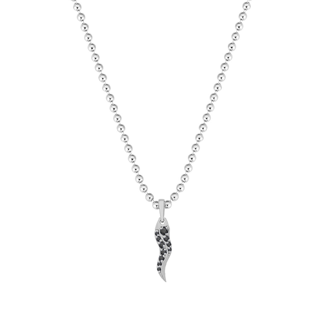 Pave Horn Pendant in 925 Sterling Silver