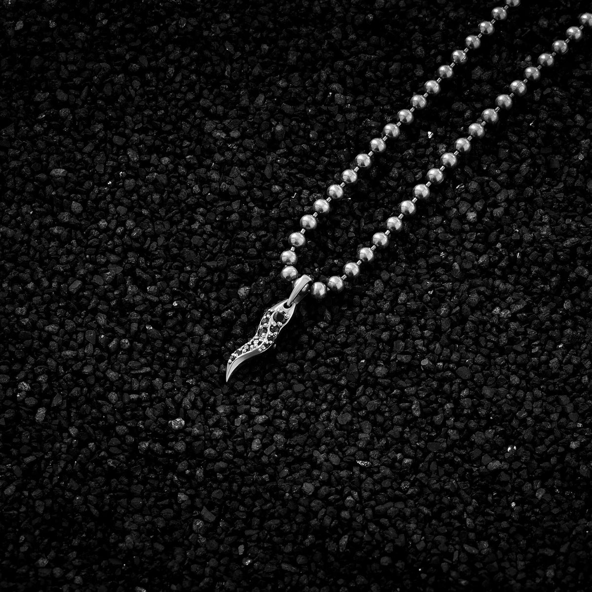 Pave Horn Pendant in Solid Silver