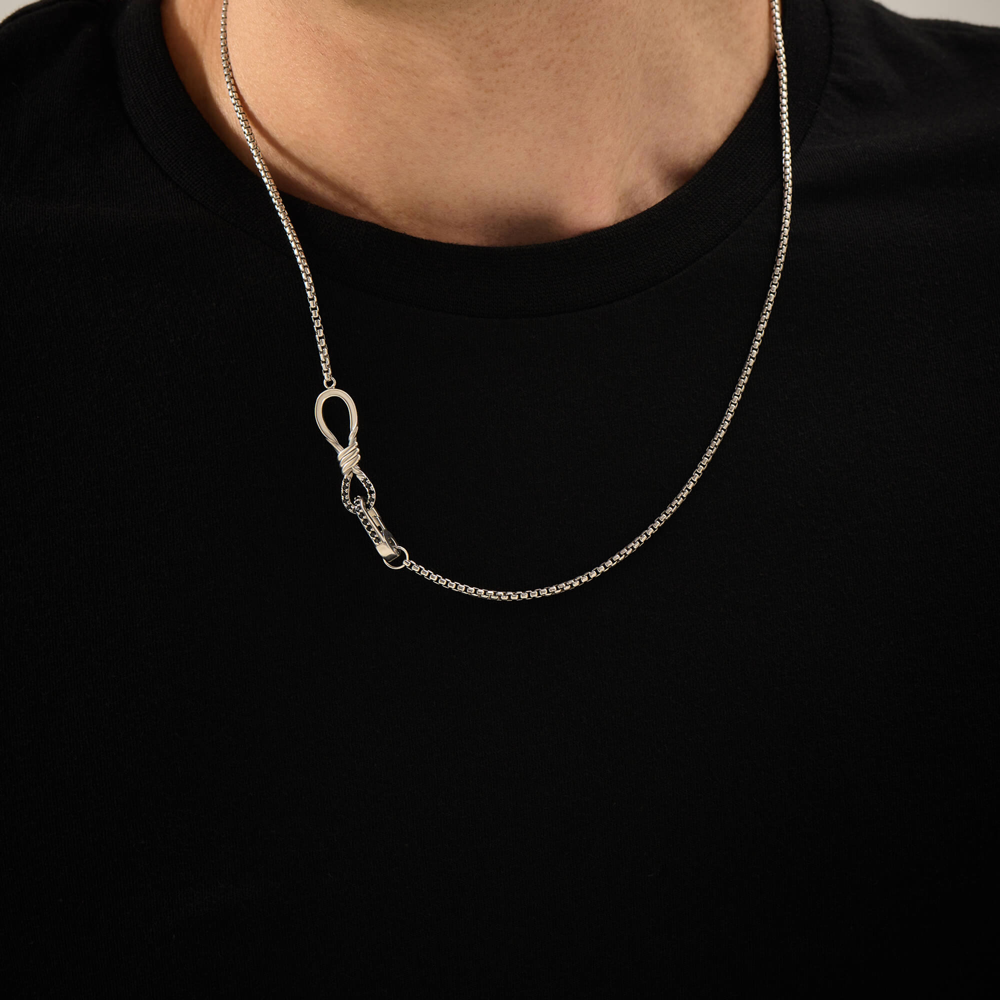 Men's Paved Solid 925 Silver Infinity Chain