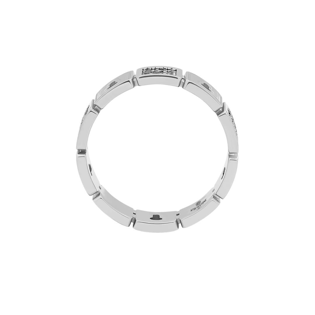 Pave Lock Band Ring in Silver