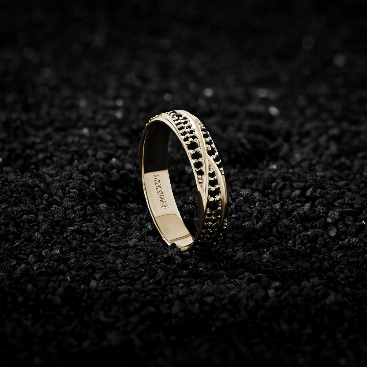 Pave Ridge Golden Band Ring