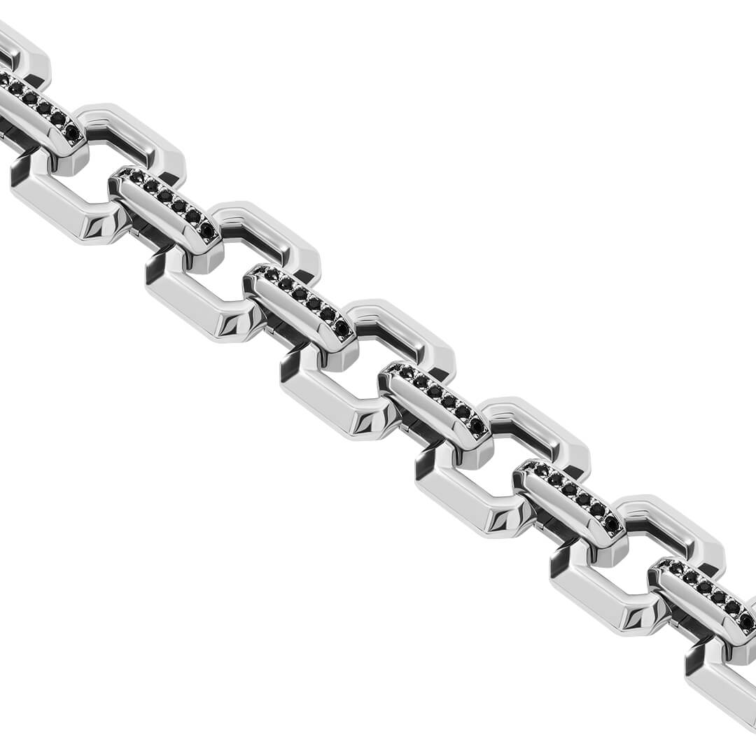 Atolyestone Pave Square Link Chain Bracelet in Solid Silver