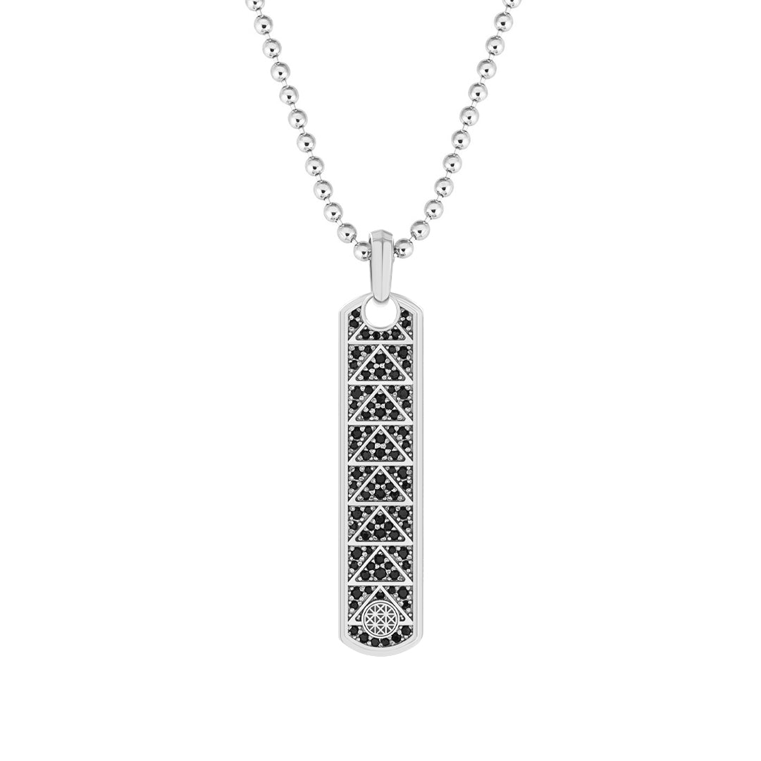 Pave Trinity Samurai Tag Pendant in 925 Sterling Silver