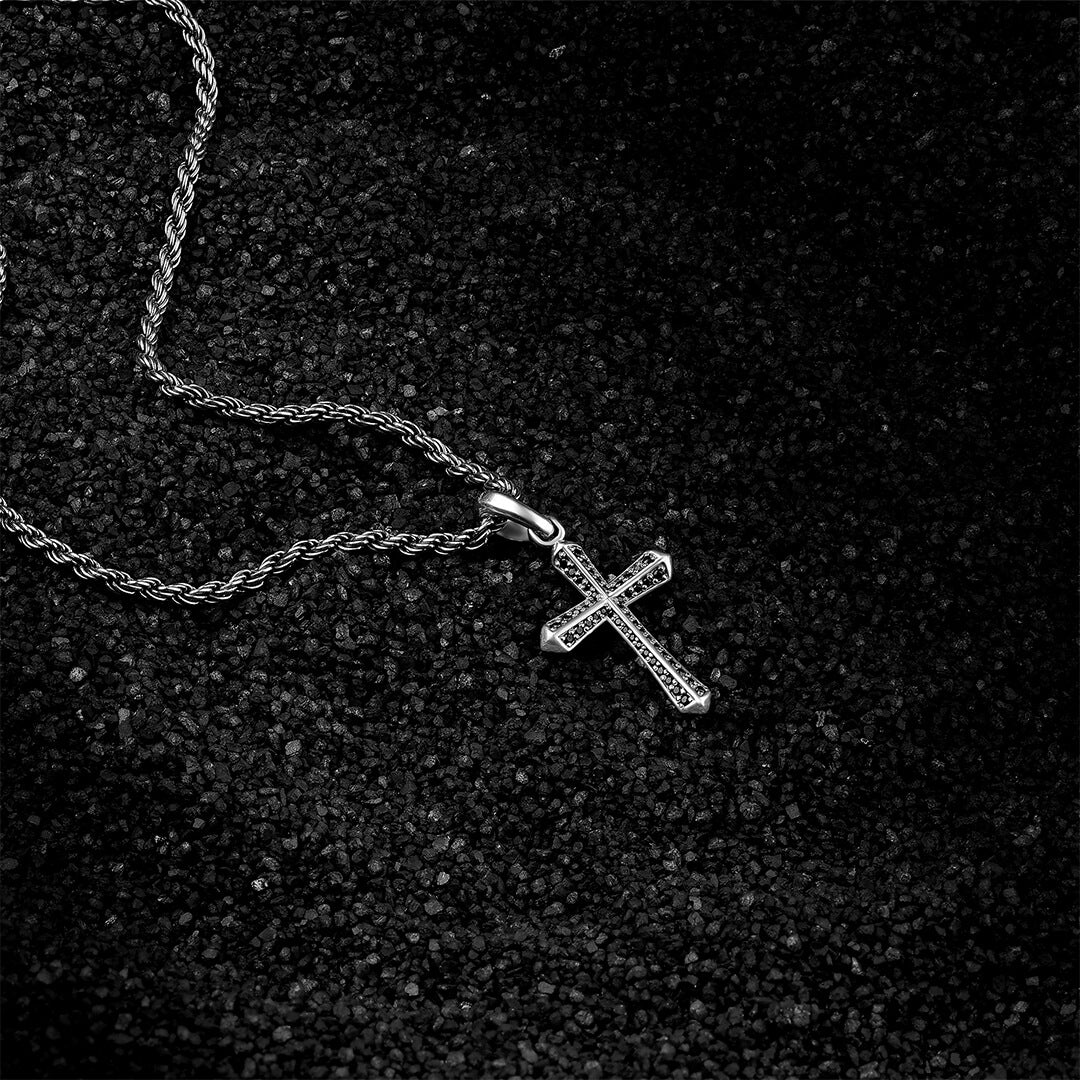 Men's Paved Cross Pendant in Solid Gold