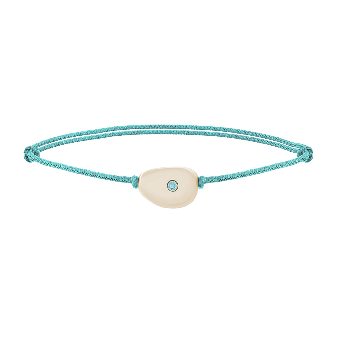 Pebble Macrame Bracelet in Solid Yellow Gold