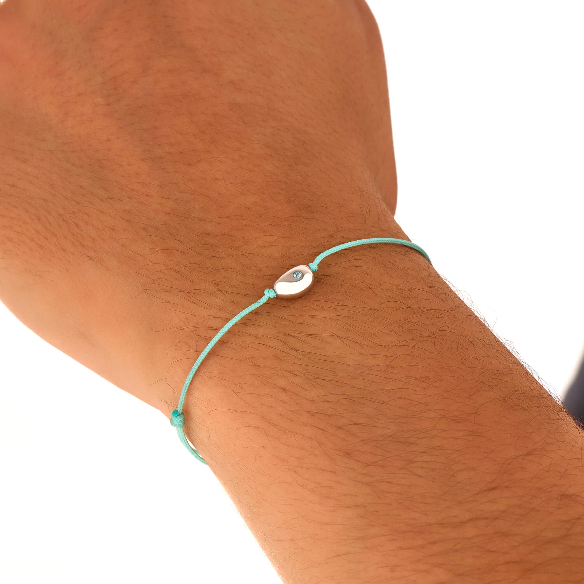 Men's Silver Pebble Macrame Bracelet