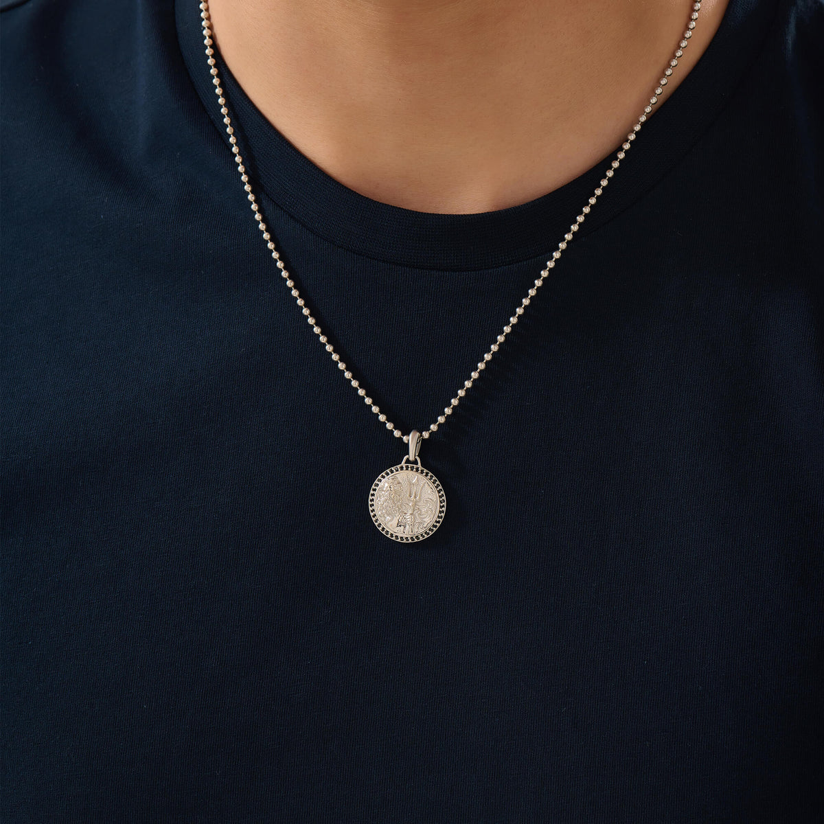 Men's Solid Silver Poseidon Pendant