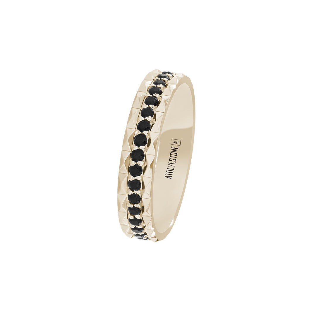 Pyramid Edge Pave Band Ring in Solid Gold